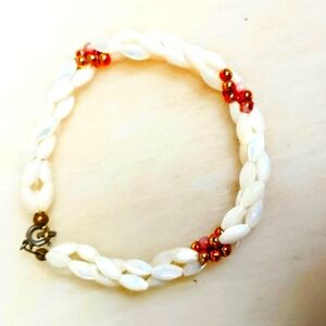 Vintage Mother Of Pearl Braided Bracelet.